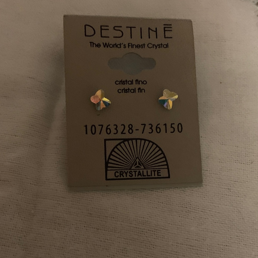 Crystal Butterfly Earrings - Gold